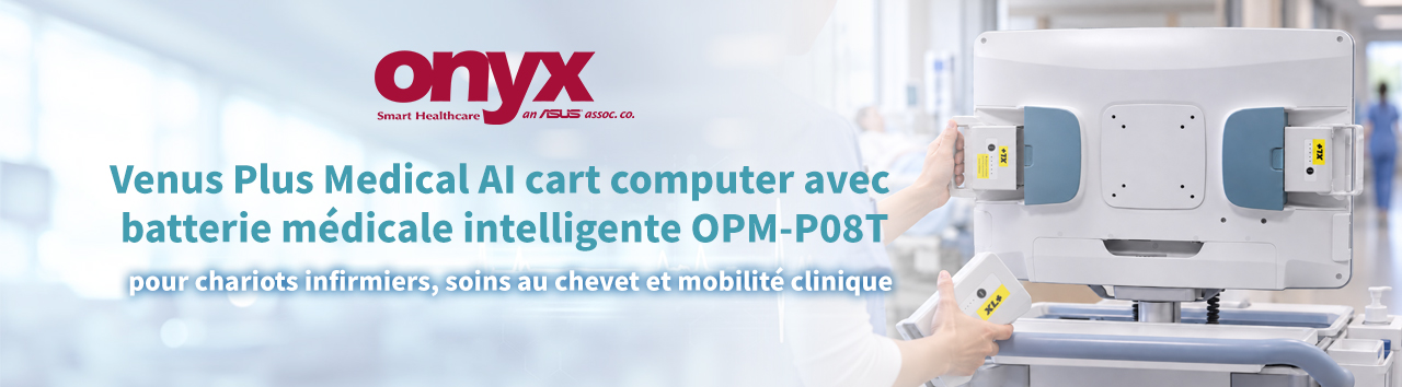 Onyx Venus Plus Medical AI cart computer avec batterie médicale intelligente OPM-P08T pour chariots infirmiers, soins au chevet et mobilité clinique